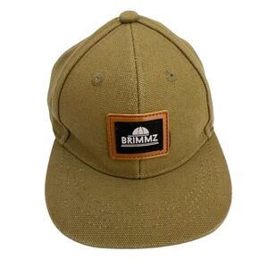 BRIMMZ Canvas Snapback Hat beige tan XS Youth Kids Toddler Flat Brim Cap‎